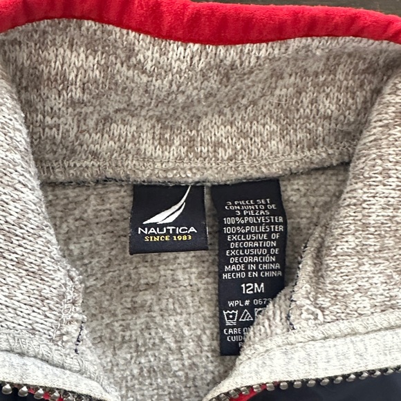 Nautica Kids Gray and Black Puffer Jacket with Red Trim - Picture 2 of 2